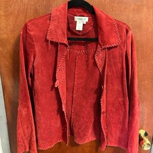Coldwater Creek Women's Vibrant Red Suede Blazer